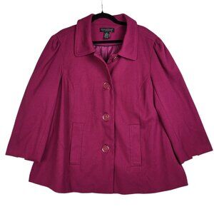 Dialogue Jacket Women's Plus 1X Hot Pink 3/4 Sleeve‎ Large Buttons